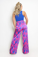 Animal Print Satine Wide Leg Trouser