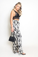 Animal Print Satine Wide Leg Trouser