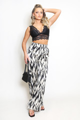 Animal Print Satine Wide Leg Trouser