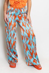 Animal Print Satine Wide Leg Trouser