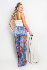 Multicolour Stripe Print Wide Leg Trouser