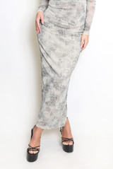 Metallic Watercolour Midi Skirt