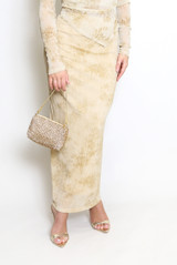 Metallic Watercolour Midi Skirt