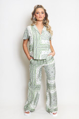 Paisley Print Blouse And Wide Leg Trouser Set