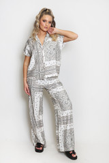 Paisley Print Blouse And Wide Leg Trouser Set