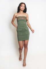 Double Belted Bandeau Mini Dress