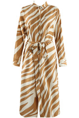 Zebra Print Belted Shirt Dress