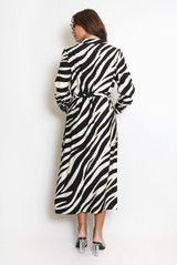 Zebra Print Belted Shirt Dress