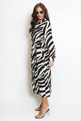 Zebra Print Belted Shirt Dress