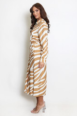 Zebra Print Belted Shirt Dress