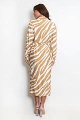 Zebra Print Belted Shirt Dress