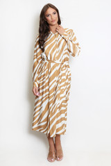 Zebra Print Belted Shirt Dress