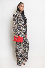 Animal Print Button Up Blazer And Trouser Set