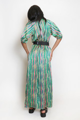 Striped Print Maxi Smock Dress