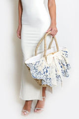 Oversized Lace Wicker Shopper Bag 