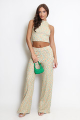 Space Dye Knit Wide Leg Trouser 