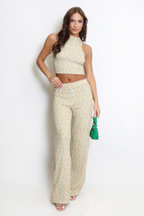 Space Dye Knit Wide Leg Trouser 