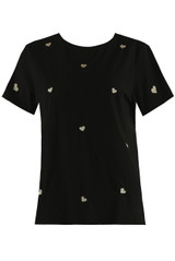 Heart Embroidered Round Neck T-Shirt
