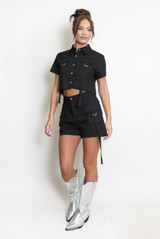 Linen Cargo Shirt And Shorts Set