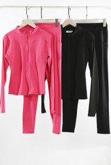 Fitted Long Sleeve Active Top And Leggings Set