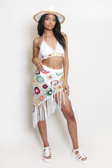 Crochet Bralet And Tassel Skirt Set