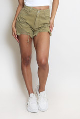 Frayed Hem Ripped Denim Shorts