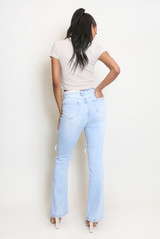 Light Blue Ripped Straight Fit Denim Jeans