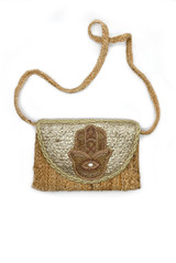 Hamsa Metallic Woven Shoulder Bag 