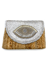 Eye Metallic Woven Shoulder Bag 