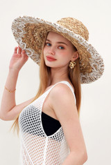 Lace Detail Straw Summer Hat