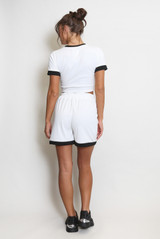 Round Neck Ribbed Top And Shorts Set