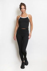 Contrast Panel Crop Top And Leggings Set