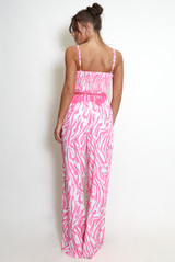 Zebra Print Tassel Crop Top And Wide Leg Trouser Set