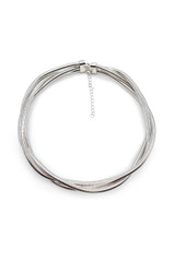 Twisted Layered Metal Choker Necklace 