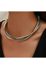 Twisted Layered Metal Choker Necklace 