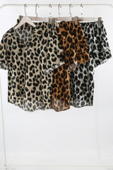 Leopard Print V-Neck Blouse And Frill Skort Set