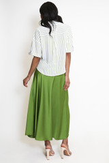 Striped Print Front Pocketed Blouse