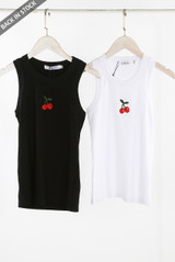 Cherry Print Muscle Back Vest