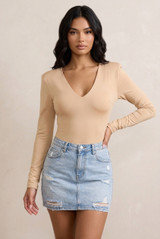 V Neck Long Sleeve Basic Bodysuit 