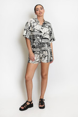 Leaf Print Casual Shorts