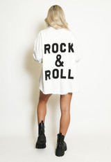 Rock & Roll Embossed Denim Shacket
