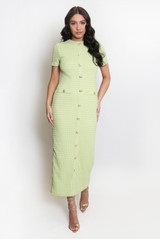 Button Front Short Sleeve Maxi Dress