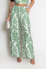 Leaf Print  Wide Leg Trouser