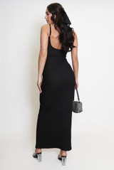 Textured Open Back Sleeveless Maxi Dress