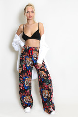 Tiger Print Sports Stripe Wide Leg Trouser