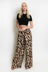 Elasticated Leopard Print Wide Leg Trouser
