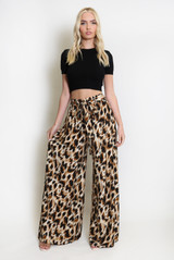 Elasticated Leopard Print Wide Leg Trouser
