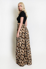 Elasticated Leopard Print Wide Leg Trouser