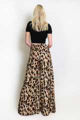 Elasticated Leopard Print Wide Leg Trouser