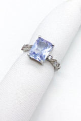 Silver Emerald Cut Zircon Ring 